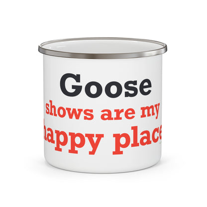 Goose Shows Are My Happy Place - Blue & Orange Enamel Camping Mug