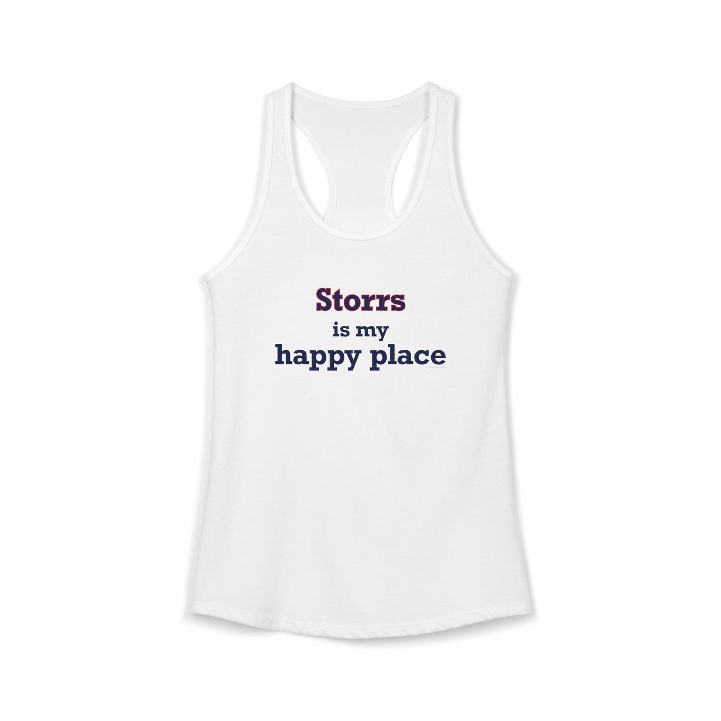 Storrs Is My Happy Place Women's Ideal Racerback Tank Top
