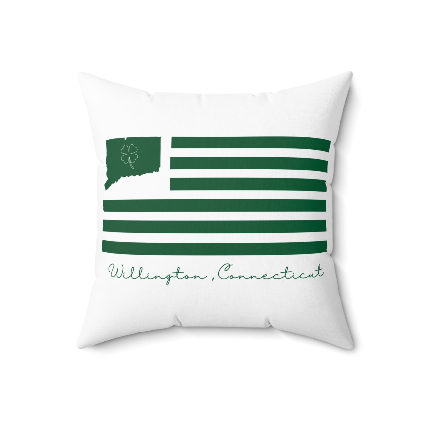 Willington Connecticut St. Patrick’s Day Flag Spun Polyester Square Pillow