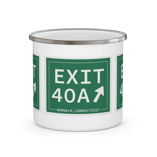 Vintage Exit 40A Merritt Parkway Sign Enamel Camping Mug