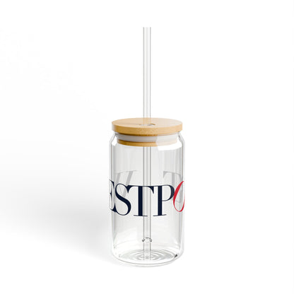 41 Tilt Westport Glass Can with Straw and Lid, 16oz