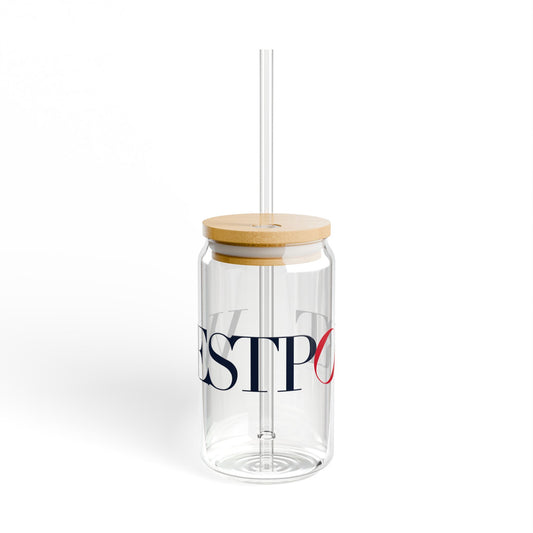 41 Tilt Westport Glass Can with Straw and Lid, 16oz