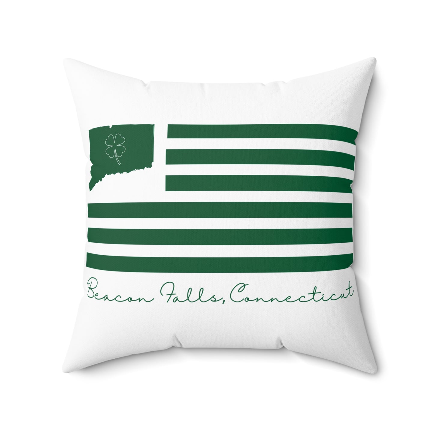 Beacon Falls Connecticut St. Patrick’s Day Flag Spun Polyester Square Pillow