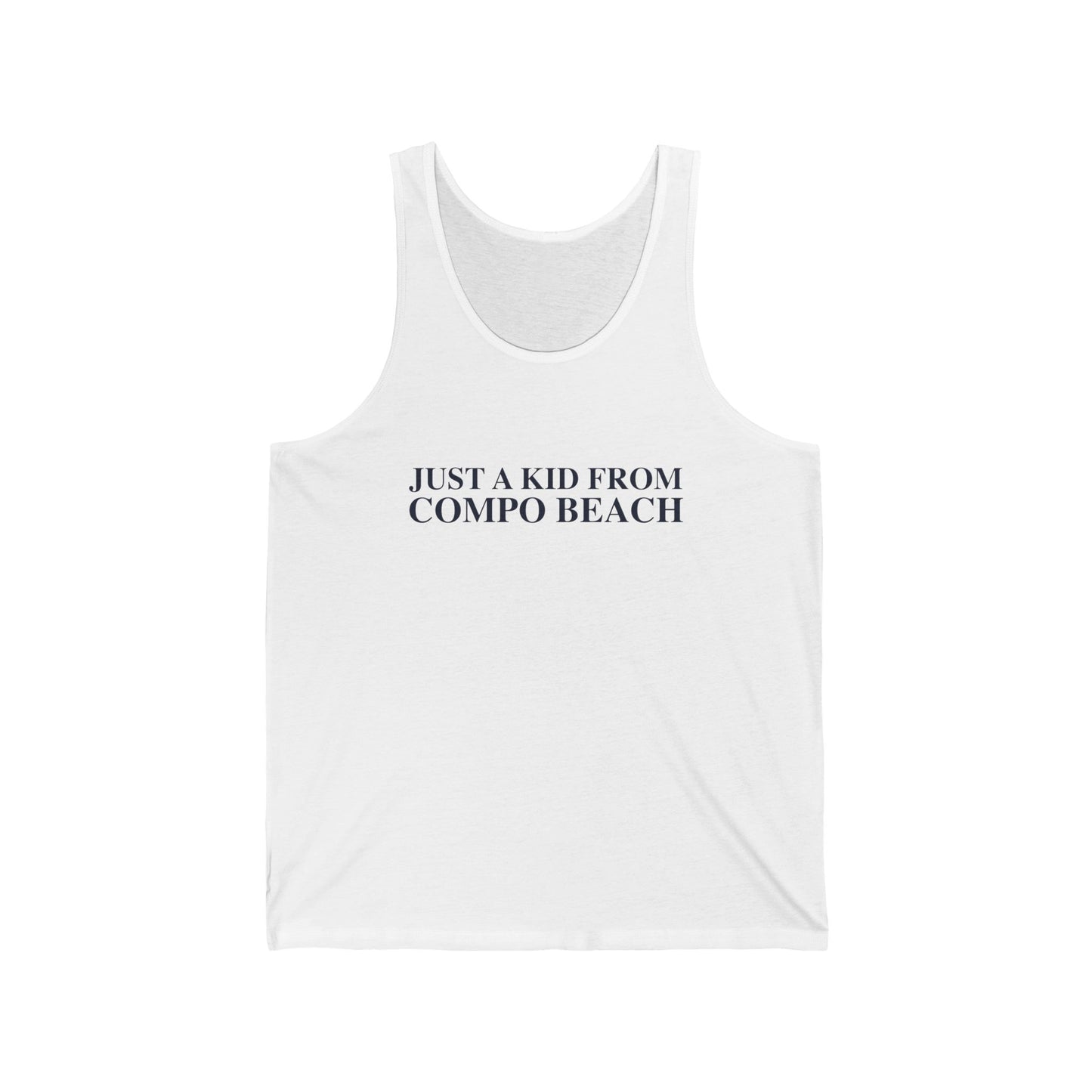 Just a kid from Compo Beach Unisex Jersey Tank Top