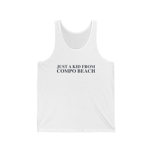 Just a kid from Compo Beach Unisex Jersey Tank Top