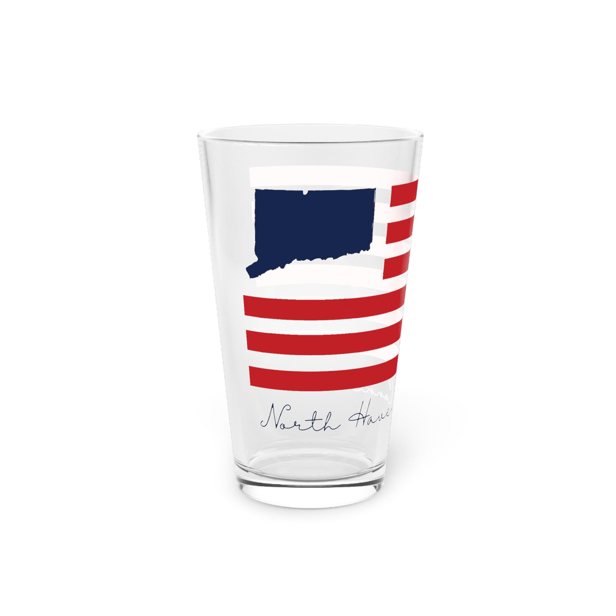 North Haven Connecticut Flag Pint Glass, 16oz