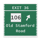 Vintage Merritt Parkway Exit 36 Sign Matte Canvas, Stretched, 1.25"