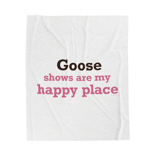 Goose Shows Are My Happy Place  - Pink & Espresso Velveteen Plush Blanket