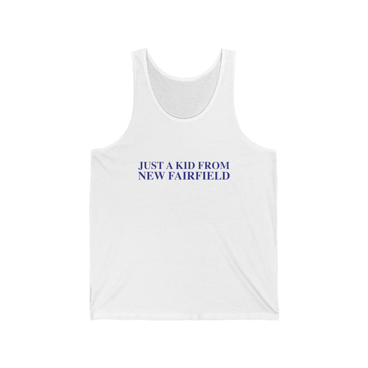 Just a kid from New Fairfield Unisex Jersey Tank Top