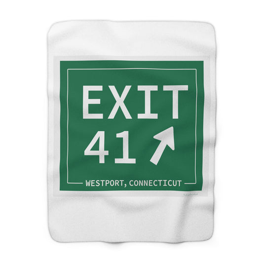 Vintage Exit 41 Merritt Parkway Sign Sherpa Fleece Blanket