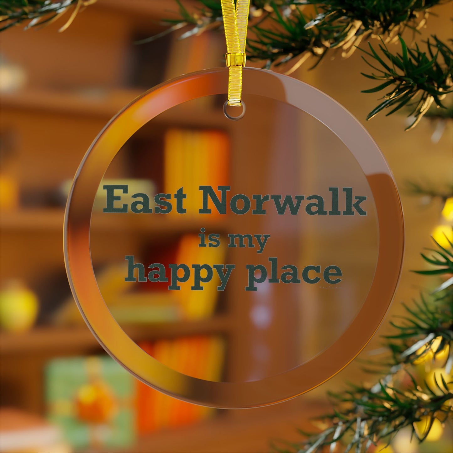 East Norwalk is My Happy Place Glass Ornaments