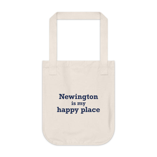 Newington is My Happy Place Organic Canvas Tote Bag