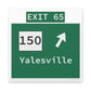 Vintage WCP Exit 65 Sign Matte Canvas, Stretched, 1.25"