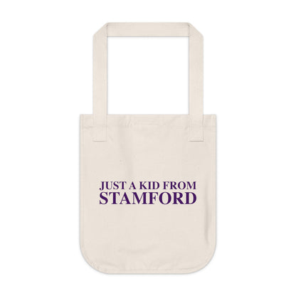 Just a kid from Stamford Organic Canvas Tote Bag