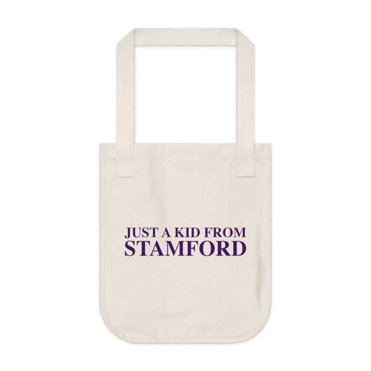 Just a kid from Stamford Organic Canvas Tote Bag