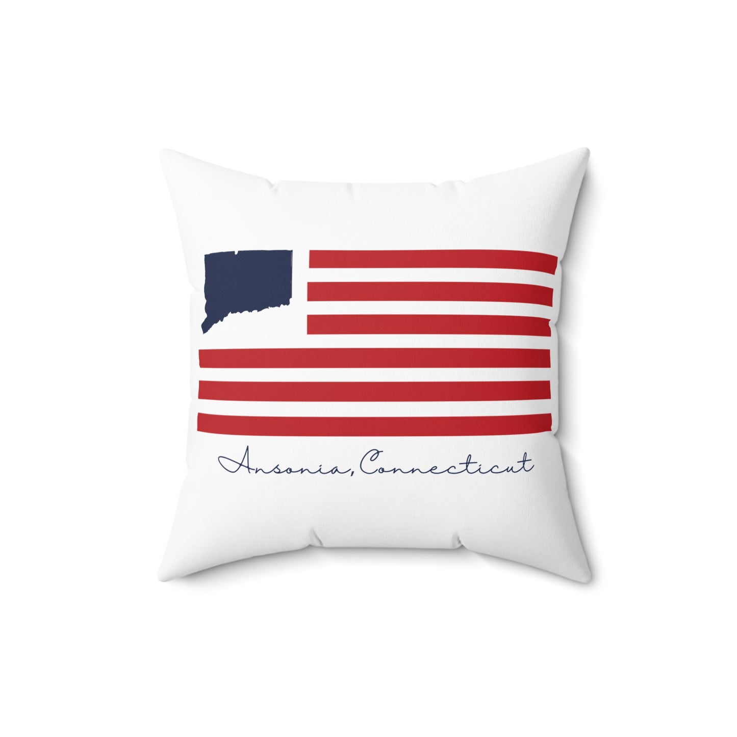 Ansonia Connecticut Flag Spun Polyester Square Pillow