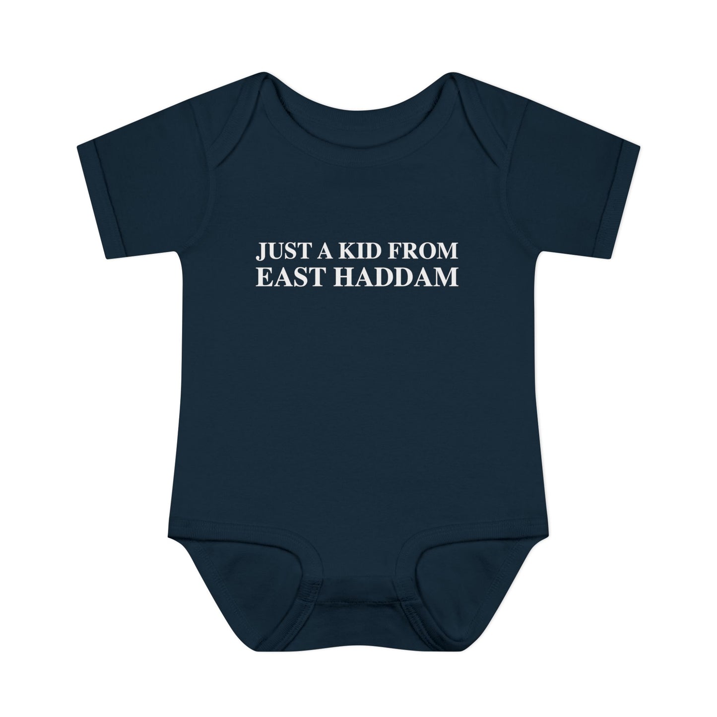 Just a kid from East Haddam Infant Baby Rib Bodysuit