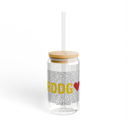 Redding Love Glass Can with Straw and Lid, 16oz