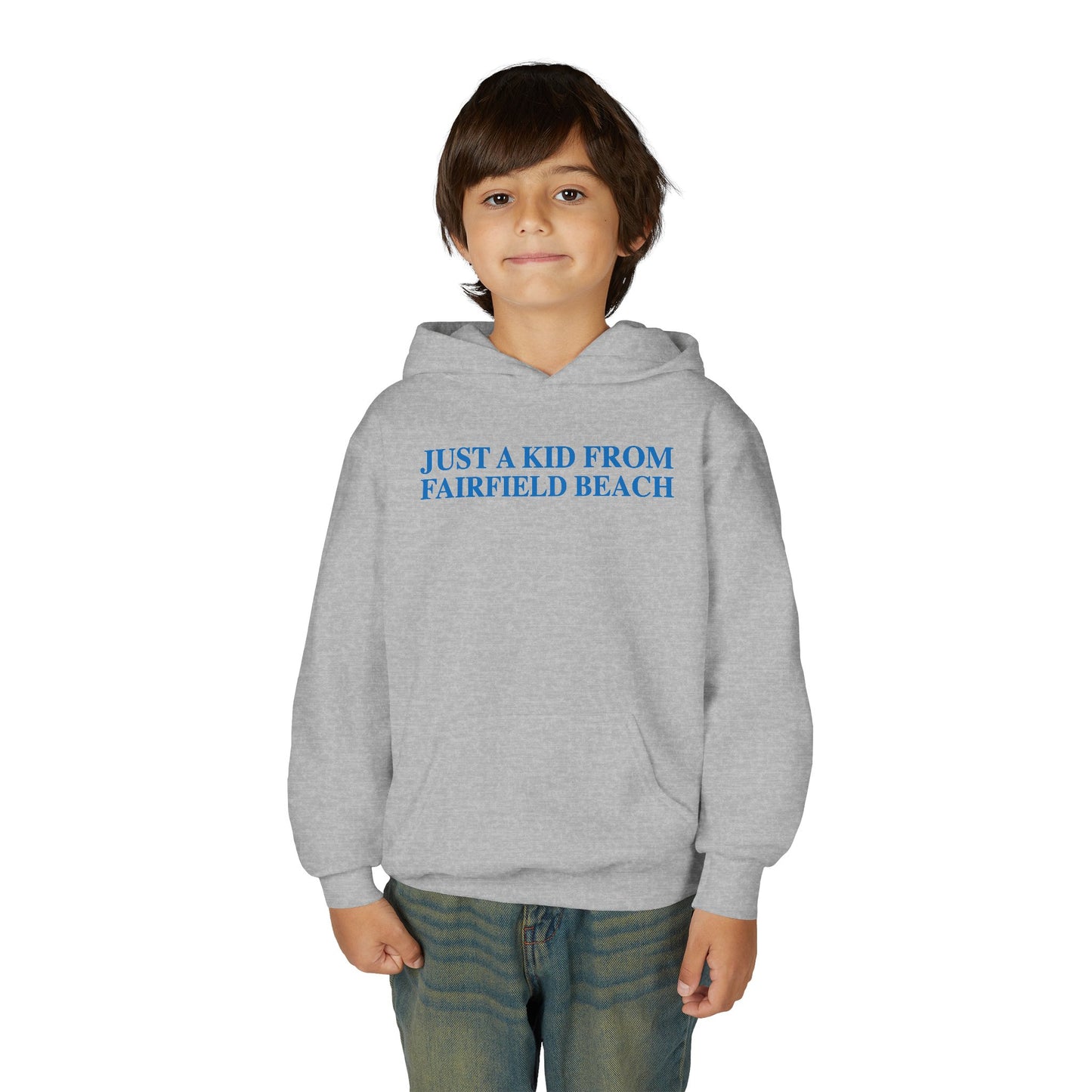 Just a kid from Fairfield Beach Youth Heavy Blend Hooded Sweatshirt