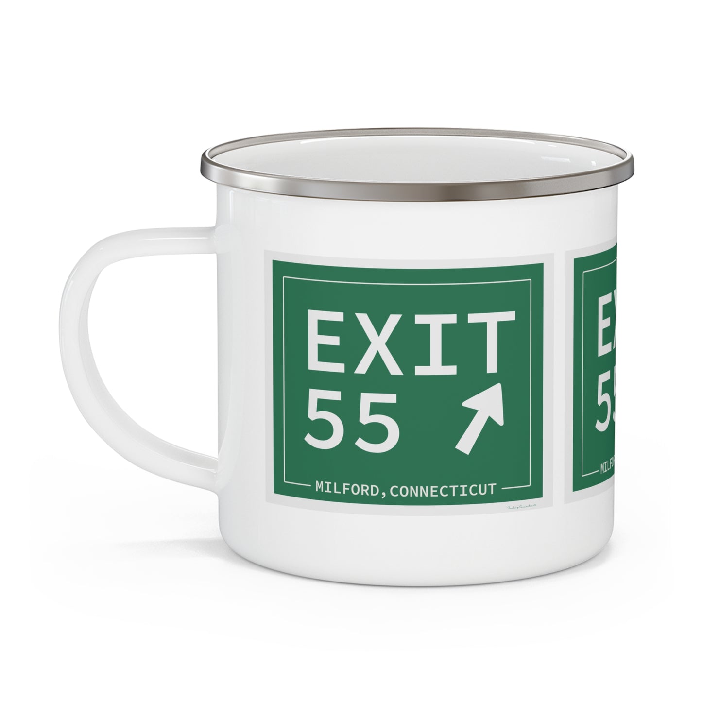 Vintage Exit 55 WCP Sign Enamel Camping Mug