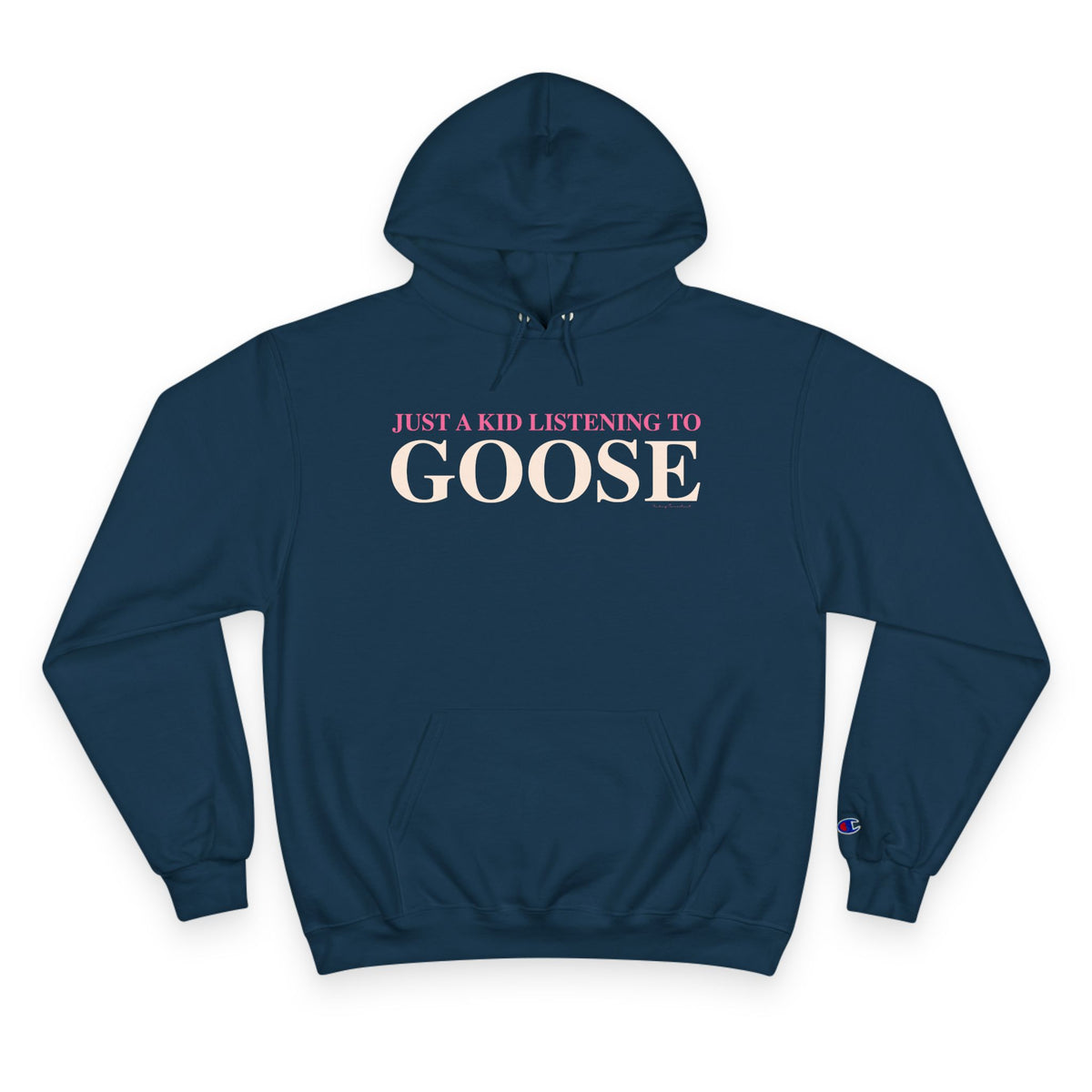 Just a kid listening to Goose - Peach & Pink Champion Hoodie