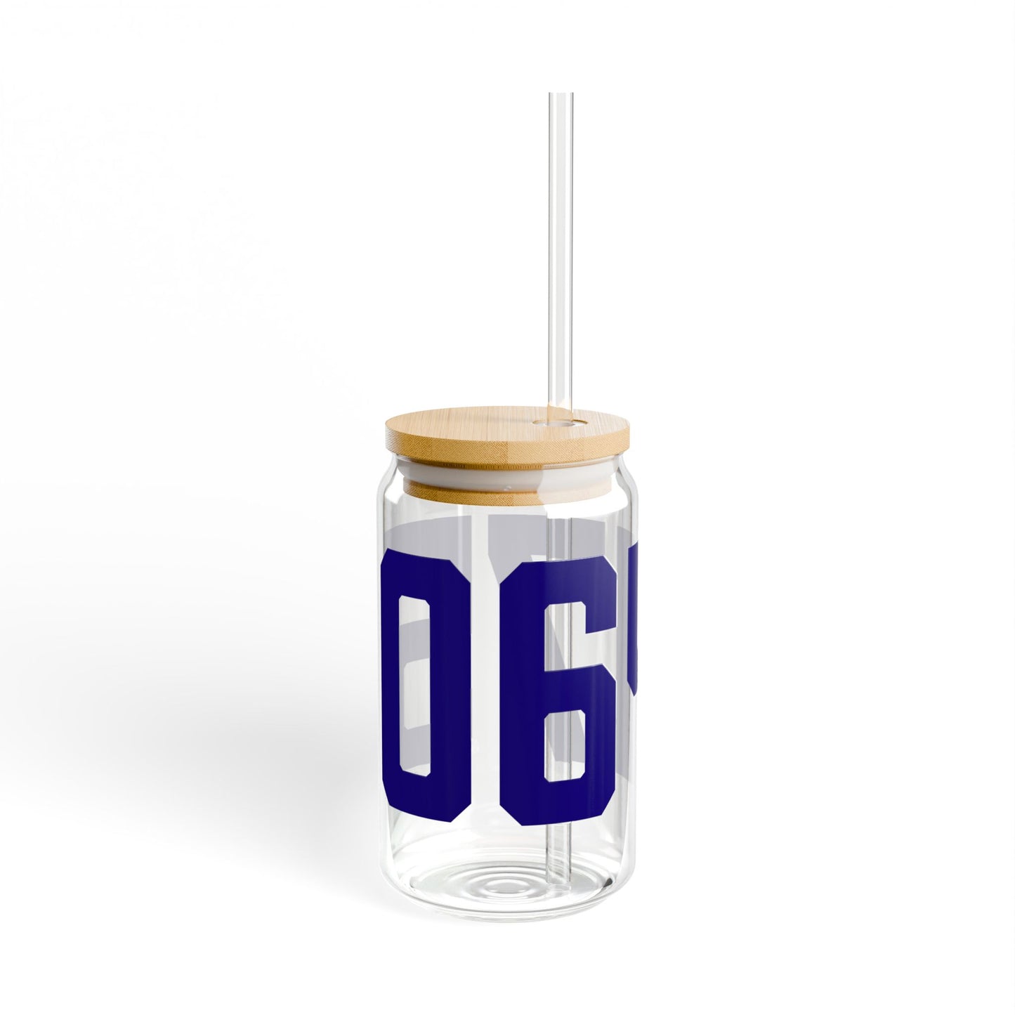 06475 Old Saybrook Connecticut Zip Code Glass Can with Straw and Lid, 16oz