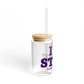 I Heart STMF Glass Can with Straw and Lid, 16oz