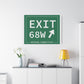 Vintage Exit 68W WCP Sign Matte Canvas, Stretched, 1.25"