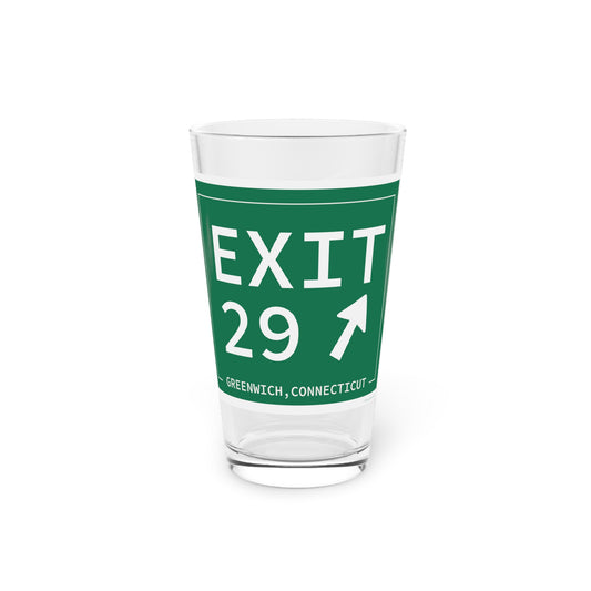 Vintage Exit 29 Merritt Parkway Sign Pint Glass, 16oz