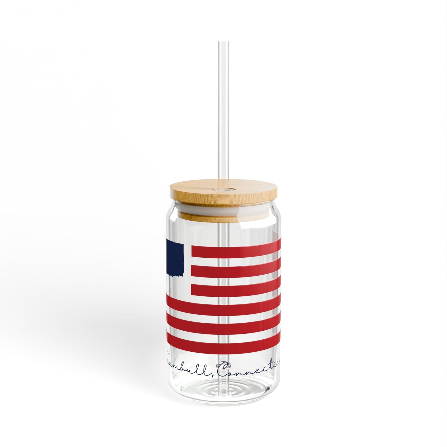 Trumbull Connecticut Flag Sipper Glass, 16oz