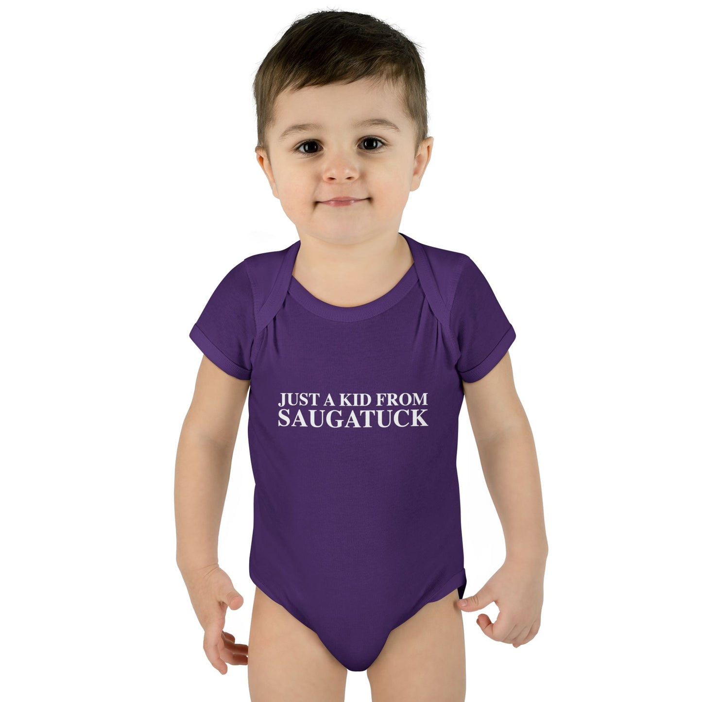 Just a kid from Saugatuck Infant Baby Rib Bodysuit