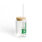 I Heart ESTN Glass Can with Straw and Lid, 16oz