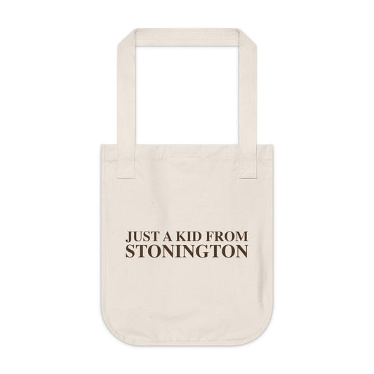 Just a kid from Stonington Organic Canvas Tote Bag