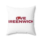 Love Greenwich Spun Polyester Square Pillow