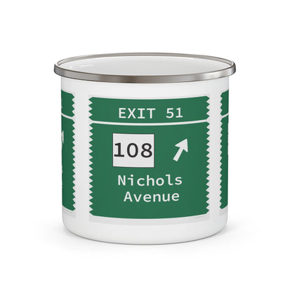 Vintage Merritt Parkway Exit 51 Sign Enamel Camping Mug