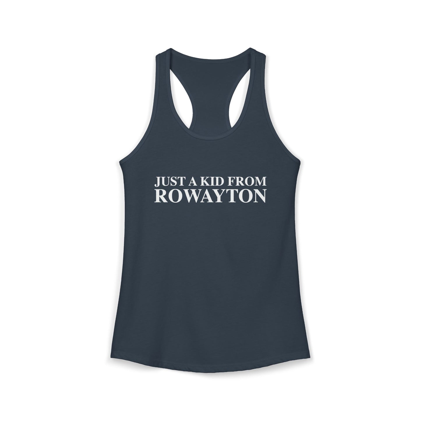 Just a kid from Rowayton Women's Ideal Racerback Tank Top