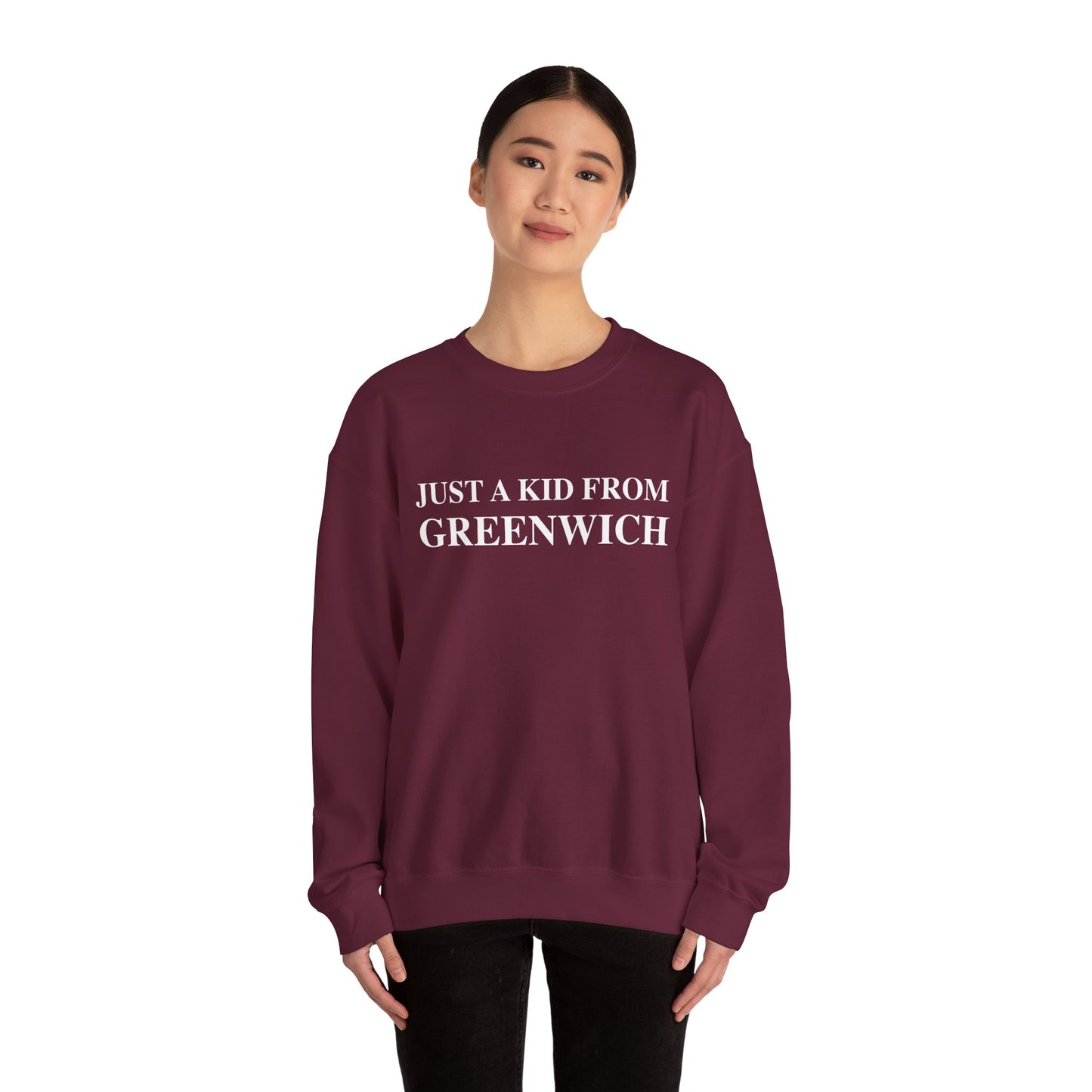Just a kid from Greenwich Unisex Heavy Blend™ Crewneck Sweatshirt