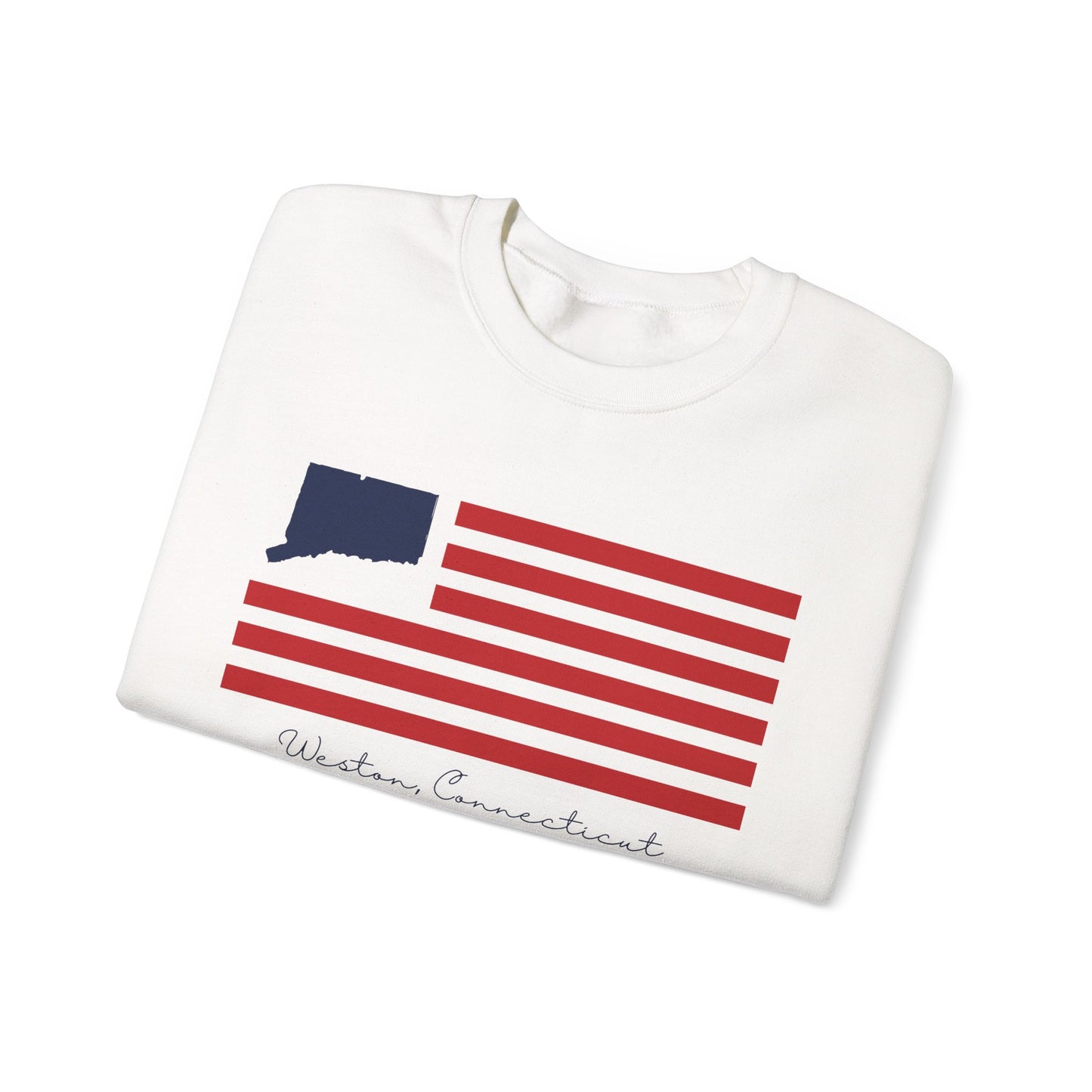 Weston Connecticut Flag Unisex Heavy Blend™ Crewneck Sweatshirt