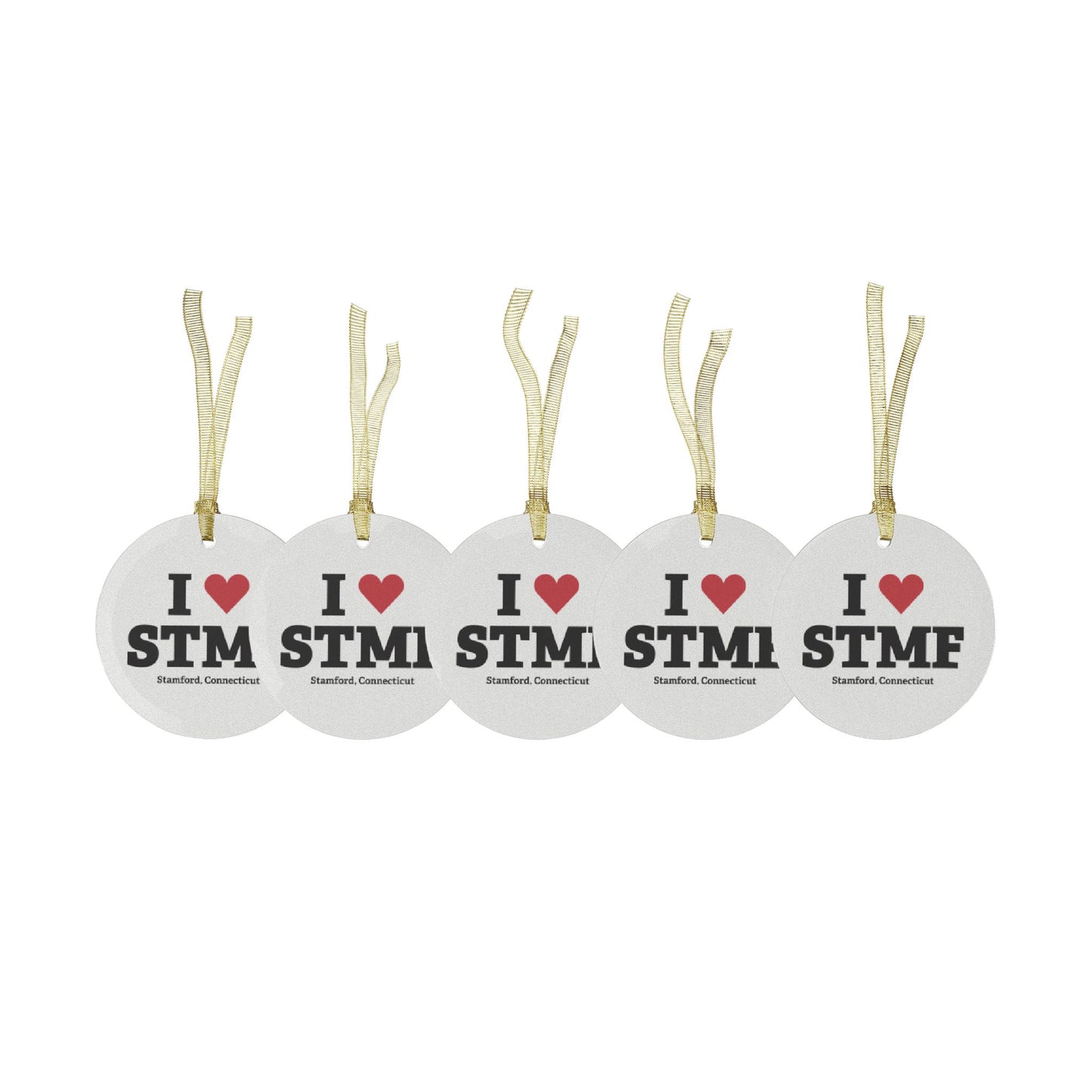 I Heart STMF Glass Ornaments