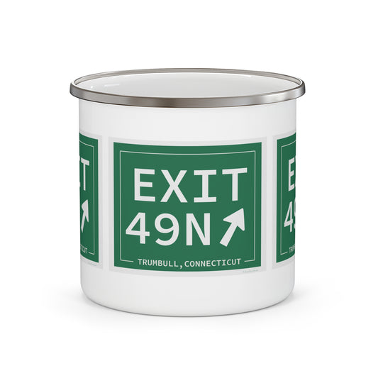 Vintage Exit 49N  Merritt Parkway Sign Enamel Camping Mug