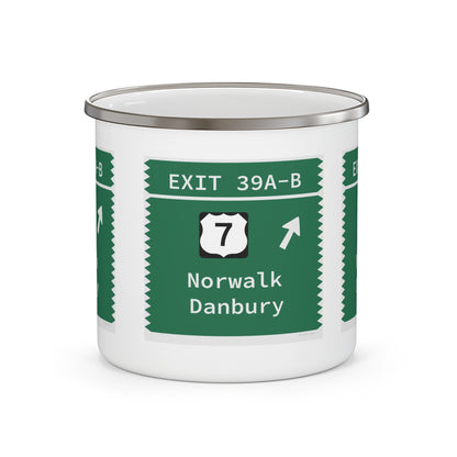 Vintage Merritt Parkway Exit 39 A-B Sign Enamel Camping Mug