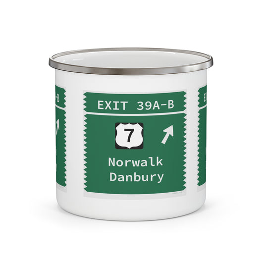 Vintage Merritt Parkway Exit 39 A-B Sign Enamel Camping Mug