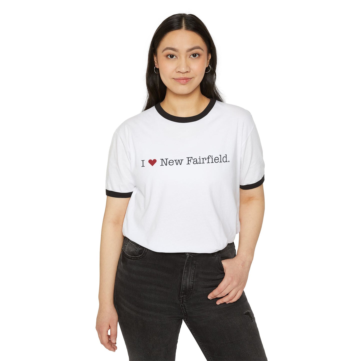 I Heart New Fairfield. Unisex Cotton Ringer T-Shirt