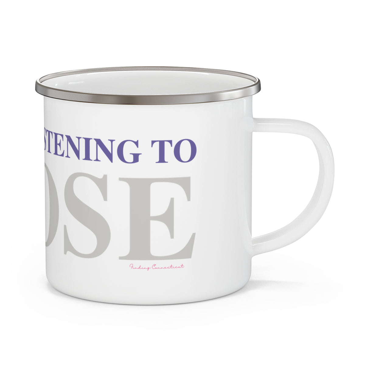Just a kid listening to Goose - Gray & Purple Enamel Camping Mug