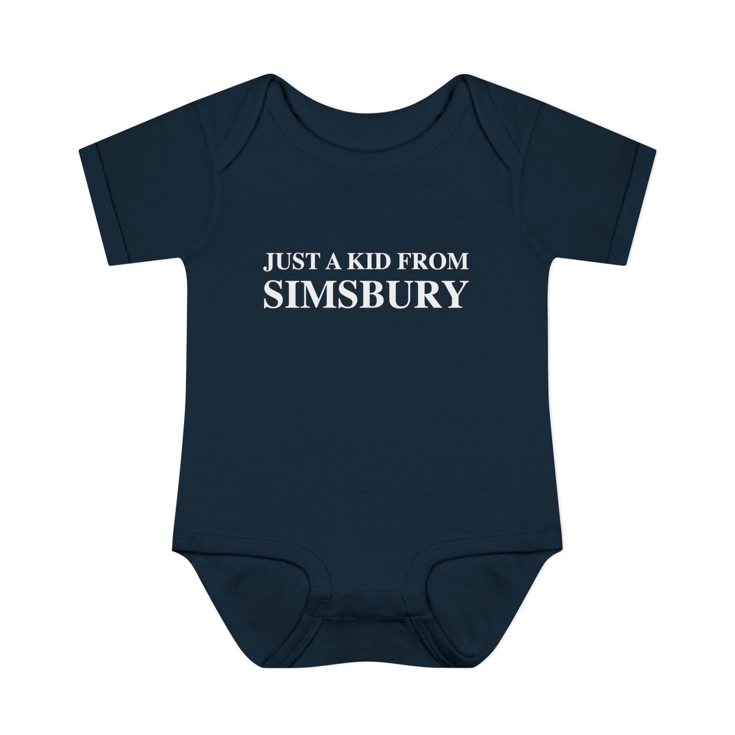 Just a kid from Simsbury Infant Baby Rib Bodysuit