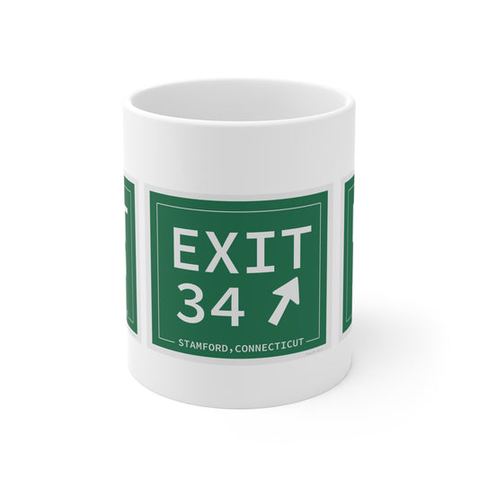 Vintage Exit 34 Merritt Parkway Sign Mug 11oz