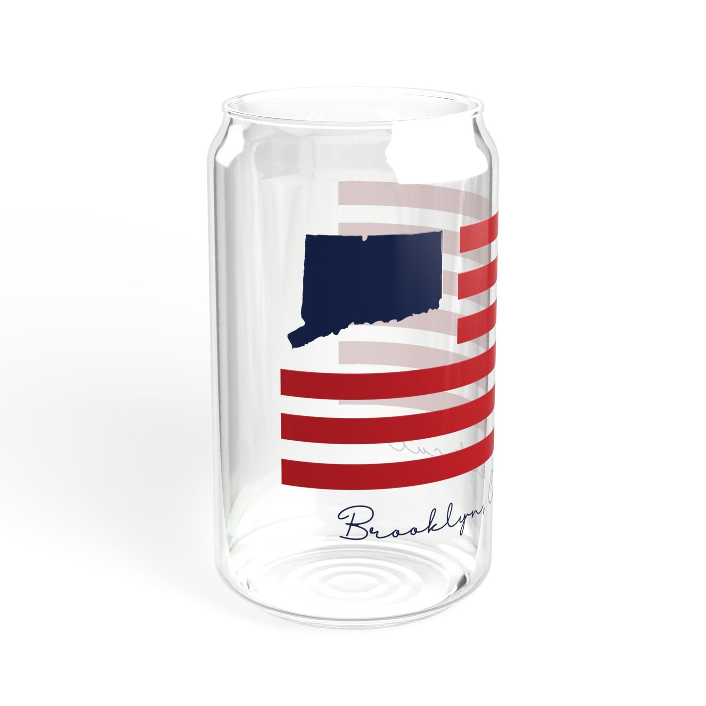 Brooklyn Connecticut Flag Sipper Glass, 16oz