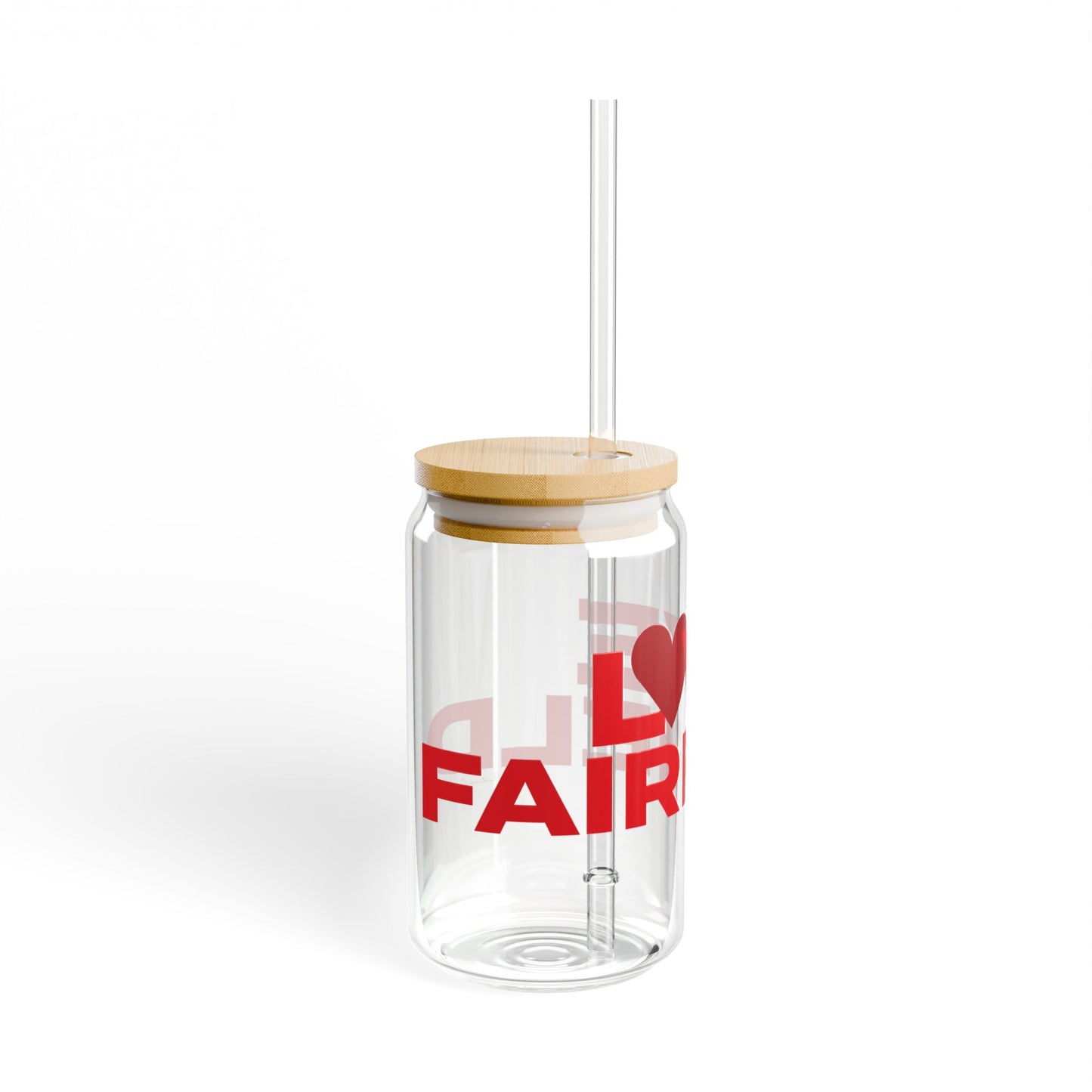Love Fairfield Glass Can with Straw and Lid, 16oz