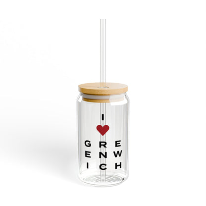 Greenwich Vision Glass Can with Straw and Lid, 16oz