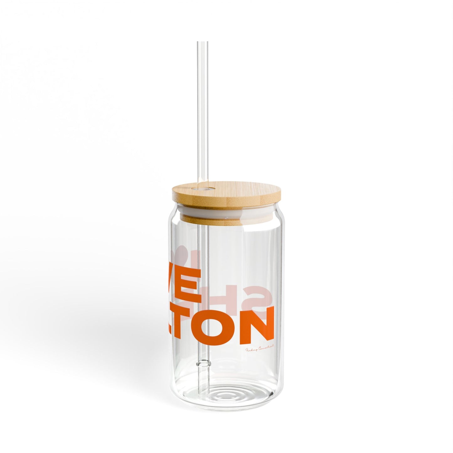 Love Shelton Glass Can with Straw and Lid, 16oz